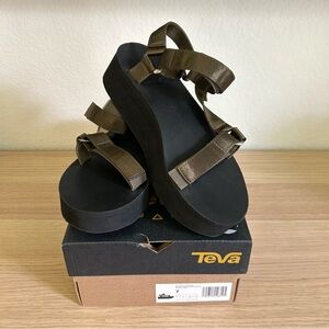 Olive green TEVA platform sandals